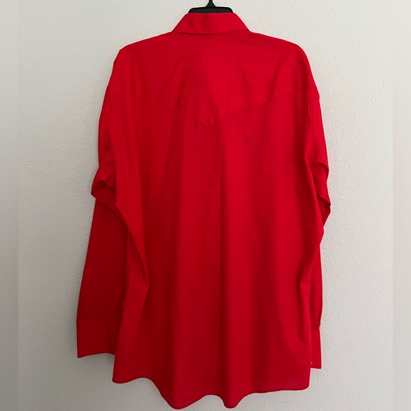 Vintage 70s Vibrant Red Western Pearl Snap Shirt Cowboy Work Shirt Rockabilly - Picture 8 of 8